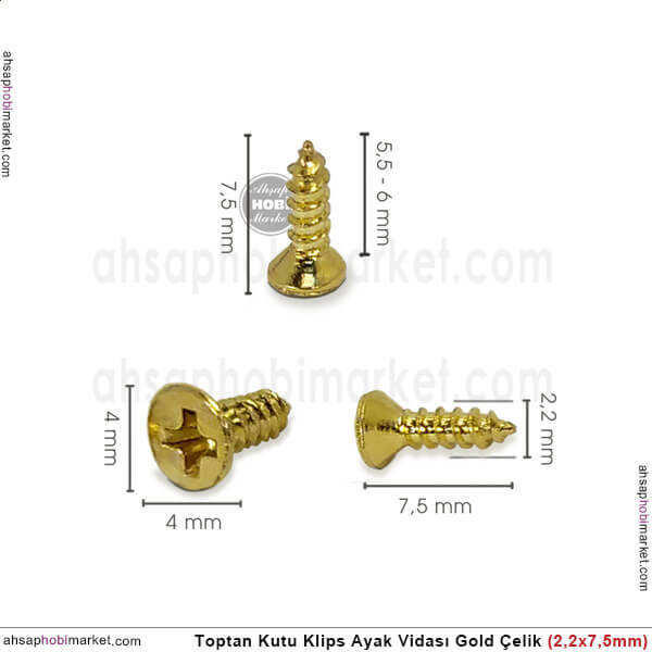Toptan Klips Menteşe Ayak Vidası 100 Adet (2,2x7,5 mm) Parlak Gümüş - 2