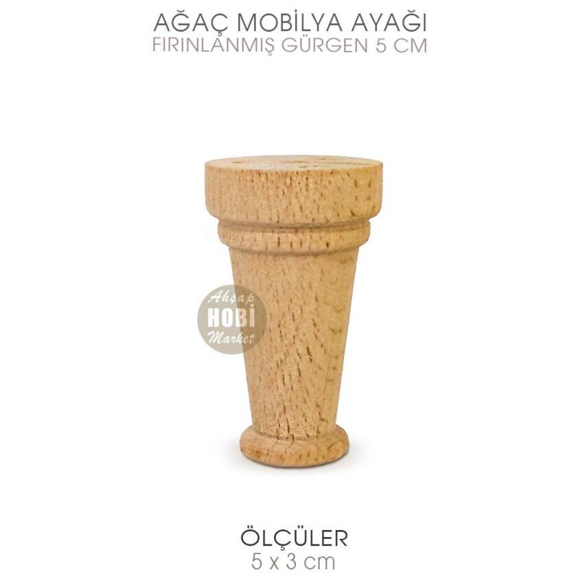Torna Mobilya, Sunumluk Sandık Ayağı (5x3 cm) Doğal Ahşap - 1