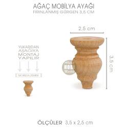 Torna Sunumluk, Kutu ve Sandık Ayağı (3,5x2,5 cm) Doğal Ahşap - Tual Hobi Craft İst (1)