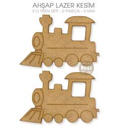 Tren Figürleri Seti (2 Parça) Ahşap Lazer Kesim - Tual Hobi Sanat