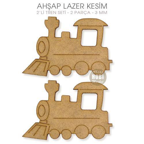Tren Figürleri Seti (2 Parça) Ahşap Lazer Kesim - 1
