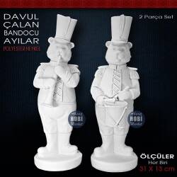 Trompet Çalan Bandocu Ayı Biblo (31x13 cm) Ham Polyester - Tual Hobi Sanat (1)