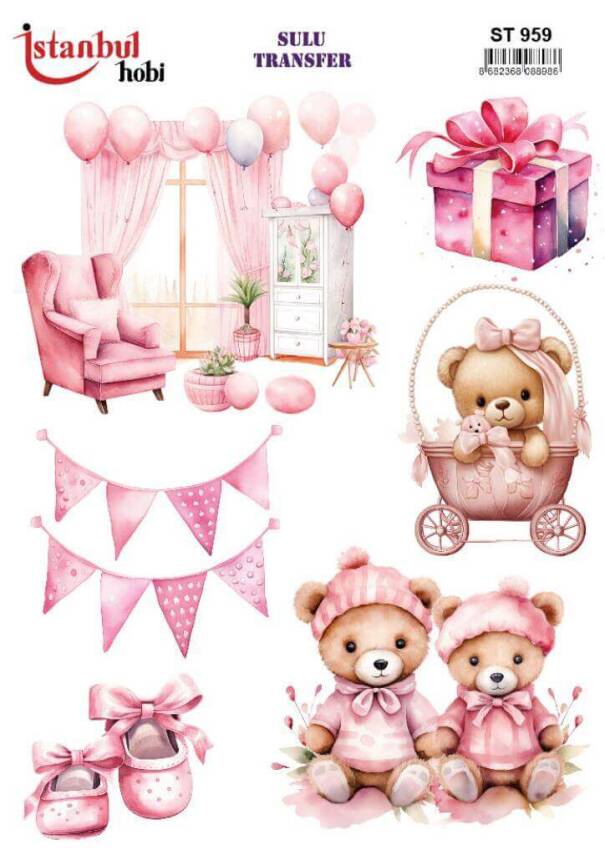Bebek Odası Desenli Sulu Transfer Ist STI- 959 - 1