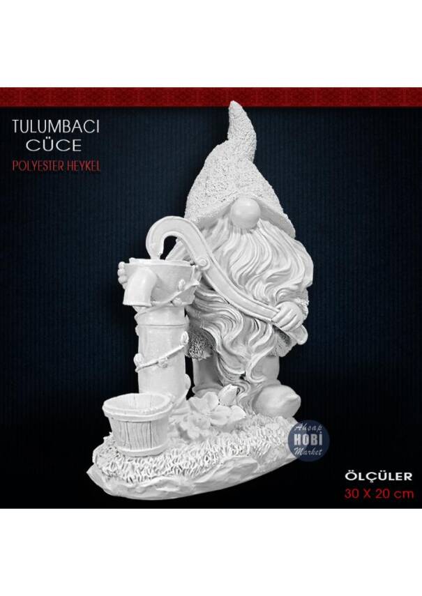 Tulumbacı Cüce Heykeli (30x20 cm) Ham Polyester - 1