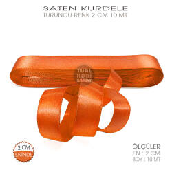Turuncu Renkli Saten Kurdele (Genişlik 2 cm) 10 Metre - Tual Hobi Sanat