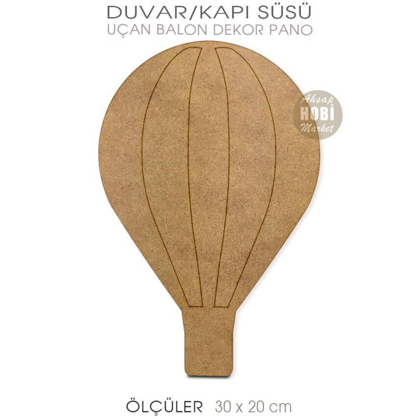 Uçan Balon Ahşap Duvar Pano Kapı Süsü (30x20 cm) - 1