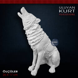 Uluyan Kurt Heykel Biblo (26x17 cm) Ham Polyester - Tual Hobi Sanat