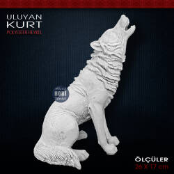 Uluyan Kurt Heykel Biblo (26x17 cm) Ham Polyester - Tual Hobi Sanat (1)