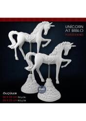 Unicorn At Biblo Heykeli Kısa (26x23cm) Ham Polyester - Tual Hobi Sanat