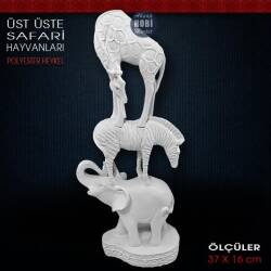 Üst Üste Safari Hayvanları Biblo (37x16 cm) Ham Polyester - Tual Hobi Sanat