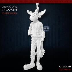 Uzun Geyik Adam Heykeli (32x8 cm) Ham Polyester - Tual Hobi Sanat