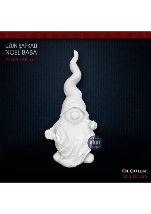 Uzun Şapkalı Noel Baba Biblo (14x7 cm) Ham Polyester - 1