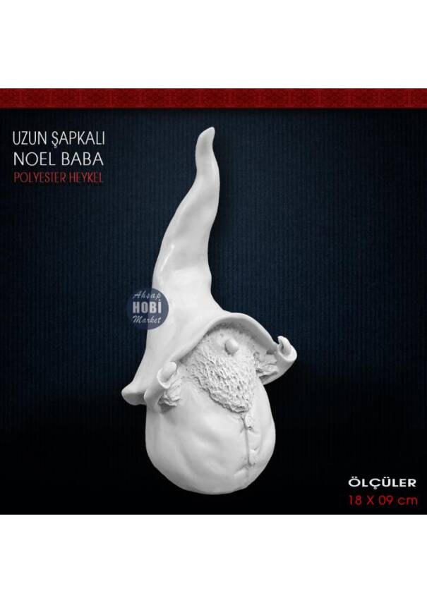 Uzun Şapkalı Tombul Noel Baba Biblo (18x9 cm) Ham Polyester - 2