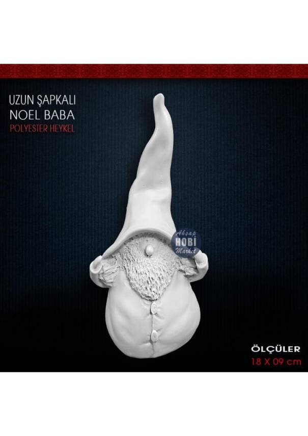 Uzun Şapkalı Tombul Noel Baba Biblo (18x9 cm) Ham Polyester - 1