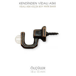 Vidalı Askı Küçük Boy (18x15 mm) Antik Oksit - Tual Hobi Sanat
