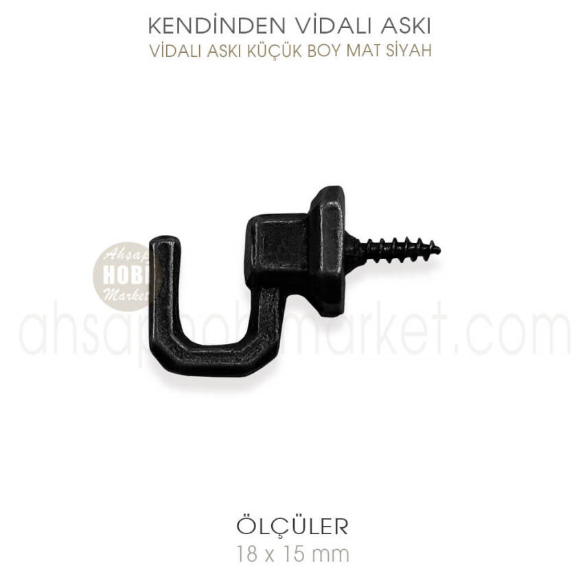 Vidalı Askı Küçük Boy (18x15 mm) Mat Siyah - 1