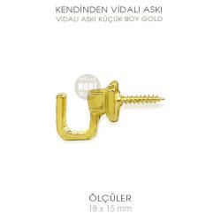 Vidalı Askı Küçük Boy (18x15 mm) Parlak Gold - Tual Hobi Sanat