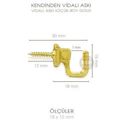 Vidalı Askı Küçük Boy (18x15 mm) Parlak Gold - Tual Hobi Sanat (1)