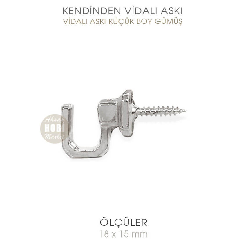 Vidalı Askı Küçük Boy (18x15 mm) Parlak Gümüş - 1