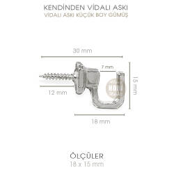 Vidalı Askı Küçük Boy (18x15 mm) Parlak Gümüş - Tual Hobi Sanat (1)