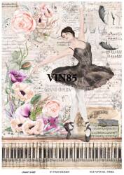 Vintage Balerin ve Çiçek Desenli Pirinç Dekopaj Model : VIN85 - Line Art