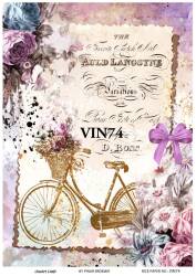 Vintage Bisiklet ve Çiçek Desenli Pirinç Dekopaj Model : VIN74 - Line Art