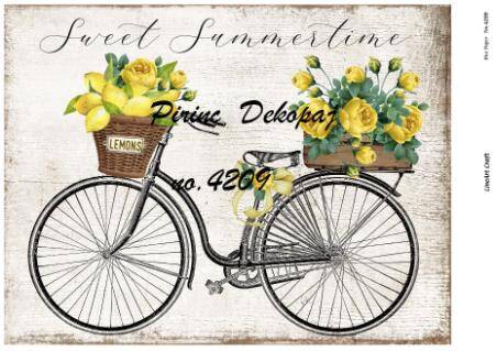 Vintage Bisiklet ve Limon Desenli Pirinç Dekopaj Model : 4209 - 1