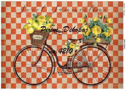 Vintage Bisiklet ve Limon Desenli Pirinç Dekopaj Model : 4210 - 1