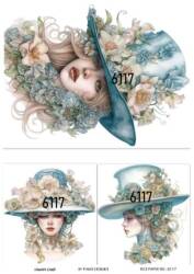 Vintage Çiçek ve Şapka Desenli Pirinç Dekopaj Model : 6117 - Line Art