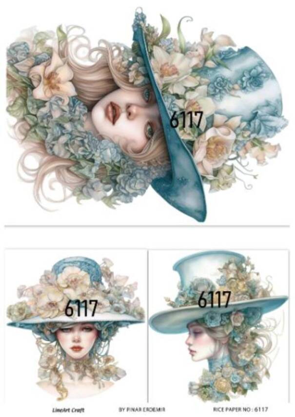 Vintage Çiçek ve Şapka Desenli Pirinç Dekopaj Model : 6117 - 1