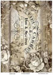 Vintage Çiçek ve Yazı Desenli Pirinç Dekopaj - Model : 6127 - Line Art