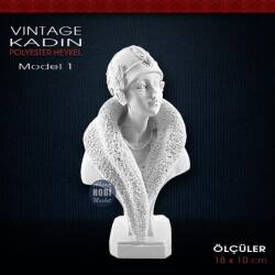 Vintage Kadın Biblo Model 1 (18x10 cm) Ham Polyester - Tual Hobi Sanat