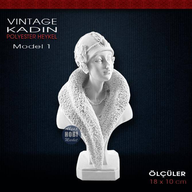 Vintage Kadın Biblo Model 1 (18x10 cm) Ham Polyester - 1