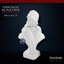 Vintage Kadın Biblo Model 2 (18x10 cm) Ham Polyester - Tual Hobi Sanat