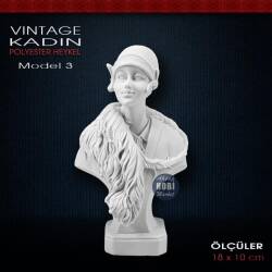 Vintage Kadın Biblo Model 3 (18x10 cm) Ham Polyester - Tual Hobi Sanat