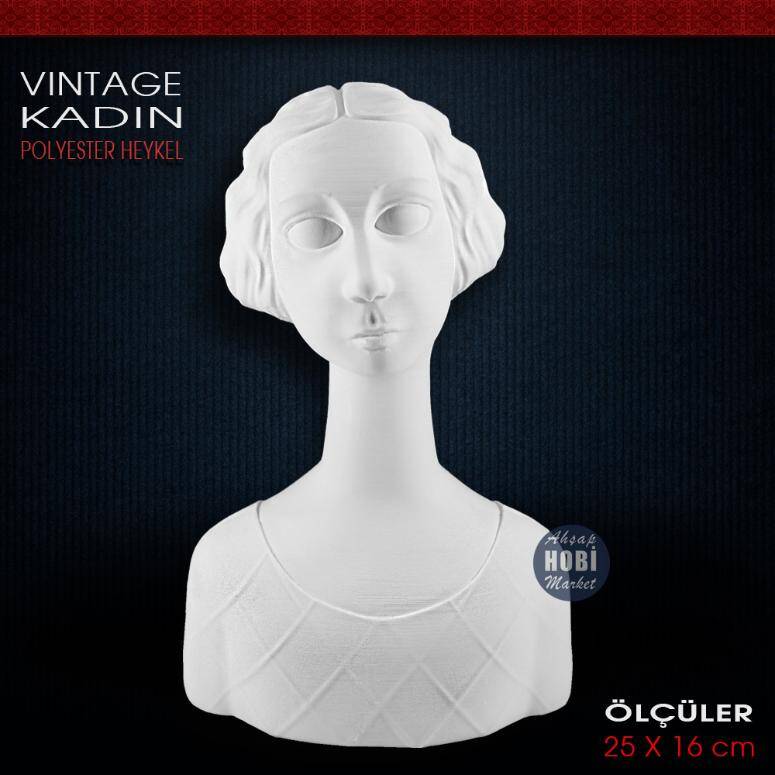 Vintage Kadın Heykeli (25x16 cm) Ham Polyester - 1
