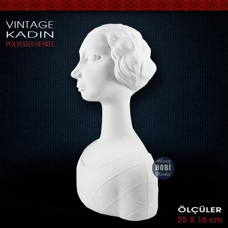 Vintage Kadın Heykeli (25x16 cm) Ham Polyester - 2