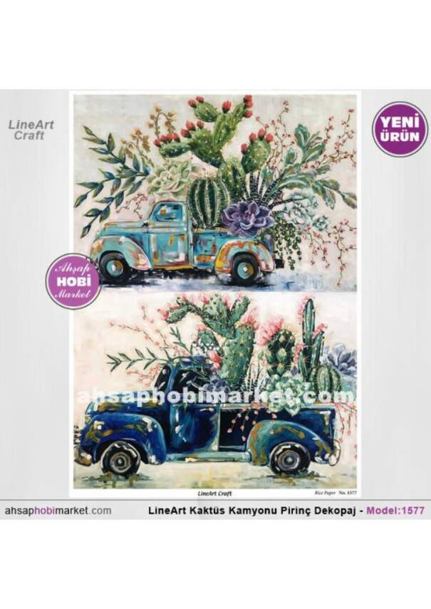 Vintage Kaktüs Kamyonu Pirinç Dekopaj Model : 1577 - 1