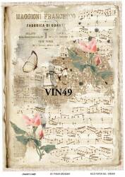 Vintage Kelebek Çiçek ve Nota Desenli Pirinç Dekopaj Model : VIN49 - Line Art