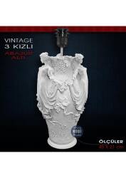 Vintage Kız Figürlü Abajur Altı (45x21 cm) Ham Polyester - Tual Hobi Sanat