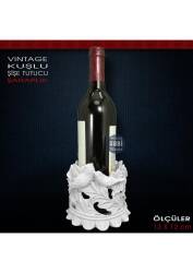 Vintage Kuşlu Şaraplık Şişe Tutucu (13x12 cm) Ham Polyester - Tual Hobi Sanat (1)