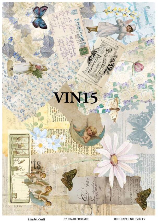Vintage Melek ve Çiçek Desenli Pirinç Dekopaj Model : VIN15 - 1