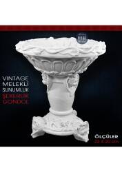 Vintage Melekli Sunumluk Gondol Şekerlik (22x20 cm) Ham Polyester - Tual Hobi Sanat