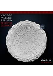 Vintage Melekli Sunumluk Gondol Şekerlik (22x20 cm) Ham Polyester - Tual Hobi Sanat (1)