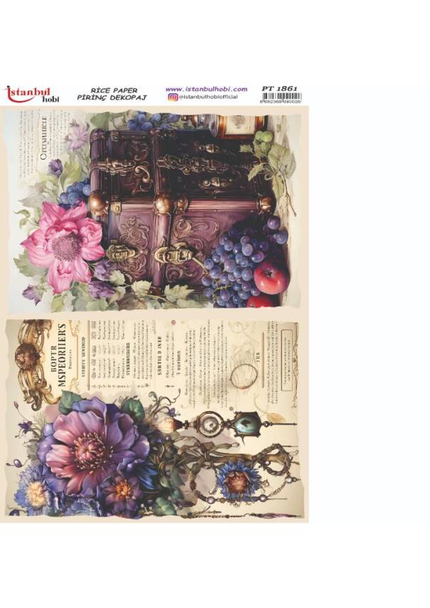 Vintage Mor Konseptli Desenli Pirinç Dekopaj Model : PT 1861 - 1