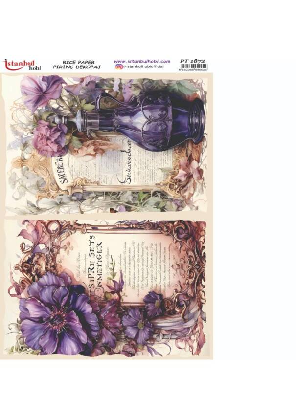 Vintage Mor Konseptli Desenli Pirinç Dekopaj Model : PT 1872 - 1