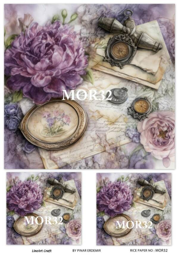 Vintage Mor Konseptli Pirinç Dekopaj Model : MOR32 - 1