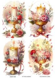 Vintage Mum ve Çiçek Desenli Pirinç Dekopaj Model : 6099 - Line Art