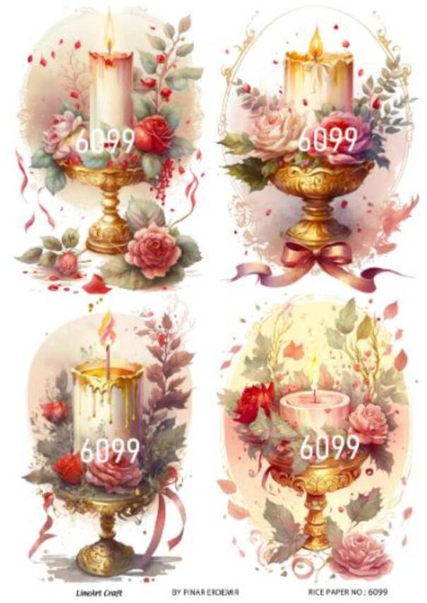 Vintage Mum ve Çiçek Desenli Pirinç Dekopaj Model : 6099 - 1