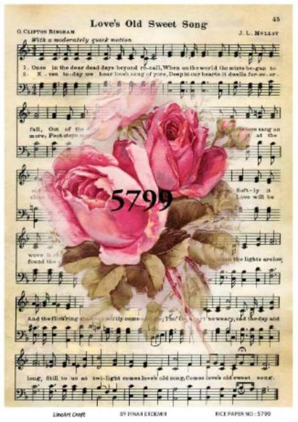 Vintage Nota ve Çiçek Desenli Pirinç Dekopaj Model : 5799 - 1